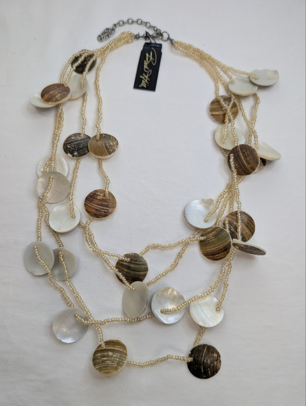 NWT Mother of Pearl Shell Layered Bead Necklace Boho Chunky Statement